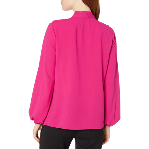 Kasper Women's Long Sleeve Ruffle Tie Neck Blouse, Medium - MGworld