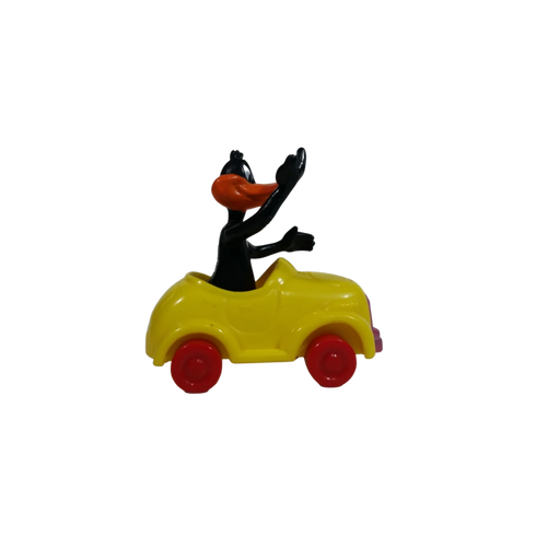 1989 Vintage Warner Bros Looney Tunes Daffy Duck in Yellow Plastic Toy Car Vehicle. Sealed