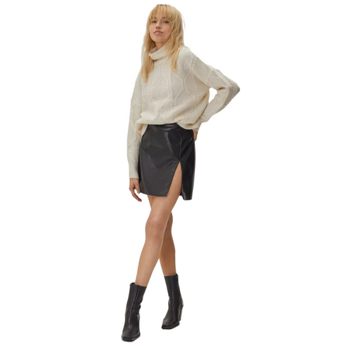 Nasty Gal Deep Split Faux Leather Mini Skirt