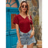 SHEIN T-shirt en velours côtelé rose uni | M