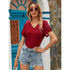 SHEIN T-shirt en velours côtelé rose uni | M