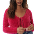  Garage Fuzzy Front-Tie Cardigan Crop Top on Sale, Red