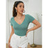 SHEIN Solid Rib-knit Lettuce Trim Slim Tee | M
