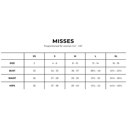 Talbot Misses Size Chart